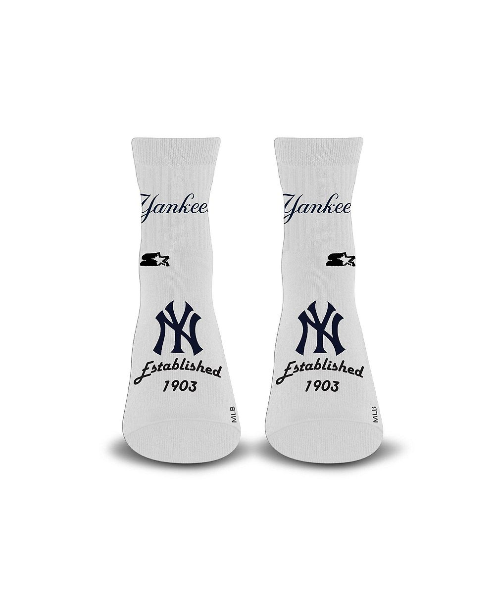 Starter Men's and Women's White New York Yankees Established Stencil Quarter Socks