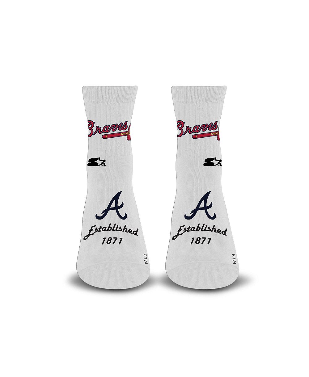 Starter Men's and Women's White Atlanta Braves Established Stencil Quarter Socks