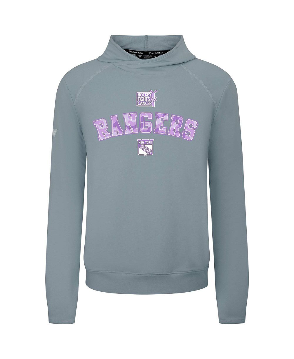 LevelWear Men's Gray New York Rangers Hockey Fights Cancer Mandate Tri-Blend Hoodie