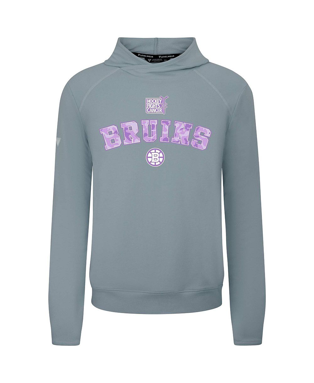 LevelWear Men's Gray Boston Bruins Hockey Fights Cancer Mandate Tri-Blend Hoodie