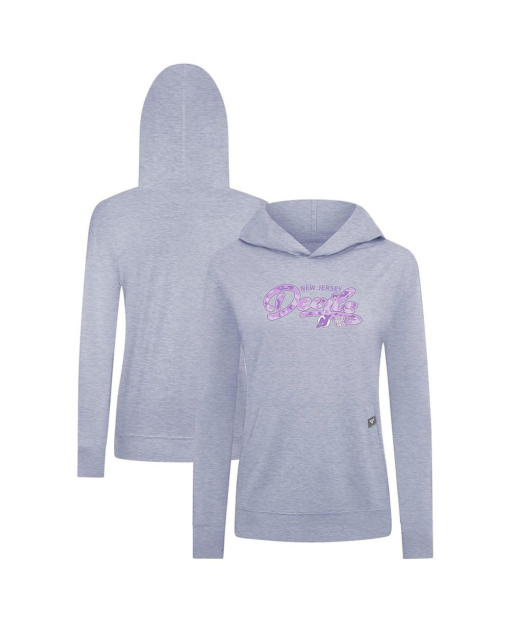 LevelWear Women's Heather Gray New Jersey Devils Hockey Fights Cancer Relay Pullover Hoodie