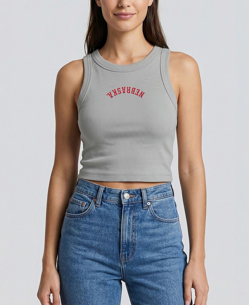Женский укороченный трикотажный топ Uscape Apparel Gray Nebraska Huskers с вышивкой