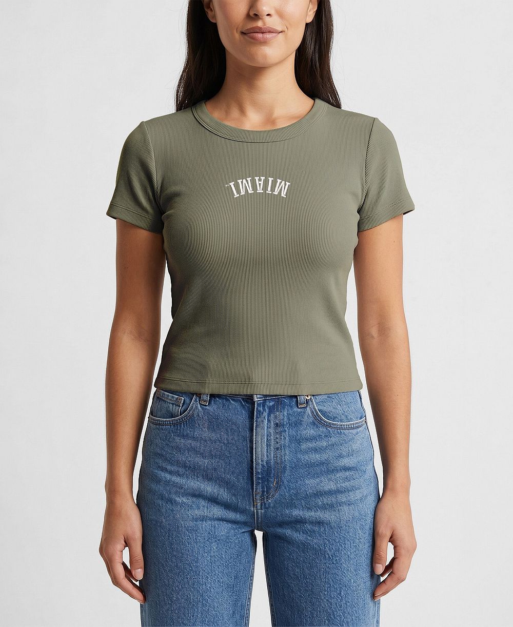 Женский укороченный трикотажный топ Uscape Apparel Green Miami Hurricanes с вышивкой