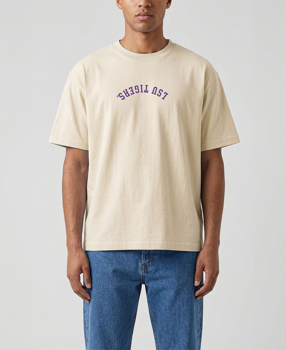 Uscape Apparel мужская винтажная тяжелая футболка LSU Tigers с вышивкой, цвет крем