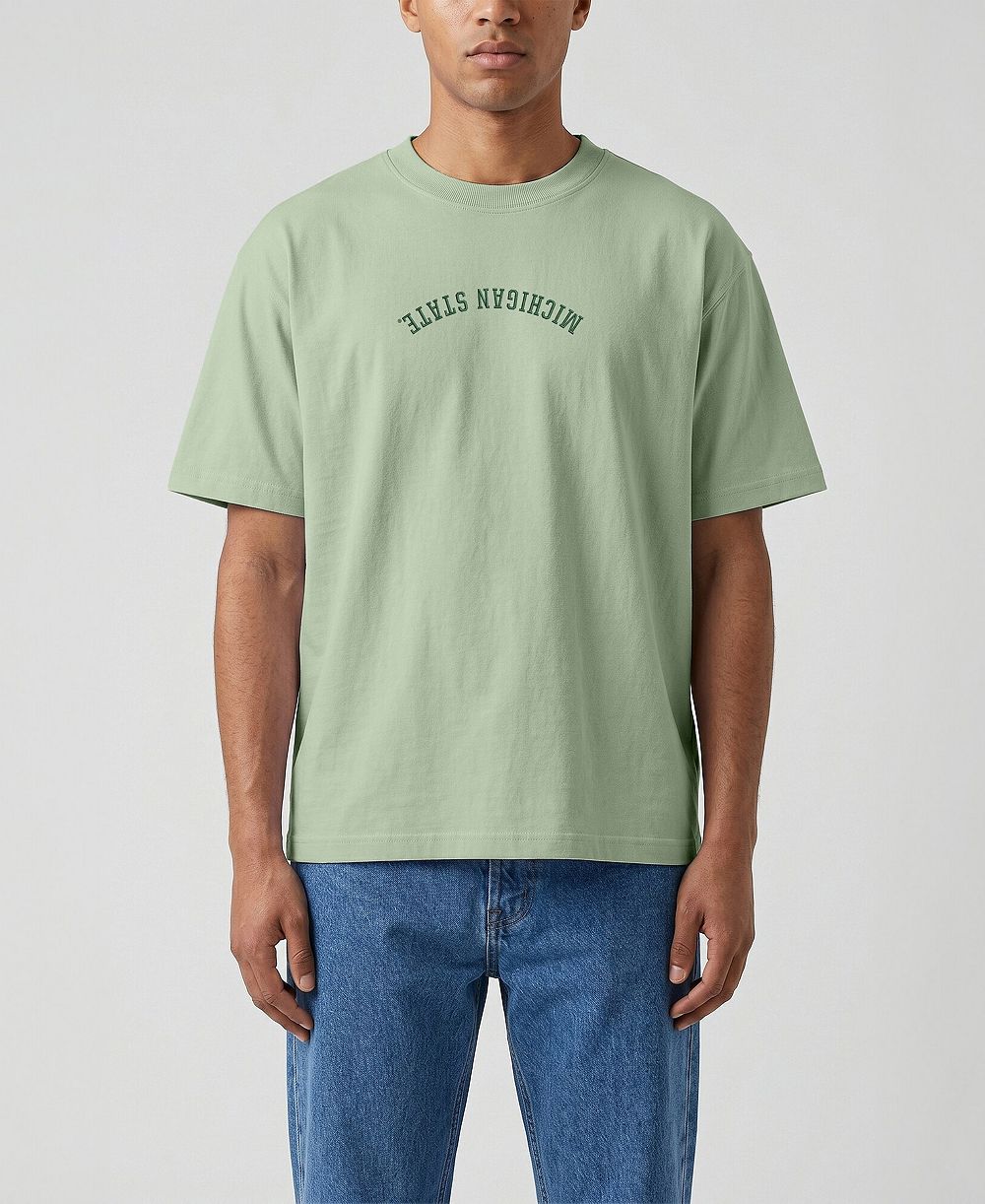 Мужская футболка Uscape Apparel Michigan State Spartans Vintage Heavyweight с вышивкой, зеленая