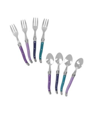 French Home Plum Rose Laguiole 8-Piece Dessert Spoons and Fork Set