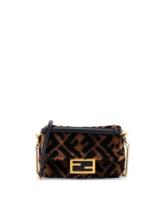 Pre-Owned Fendi Mini Baguette NM Bag Zucca Shearling