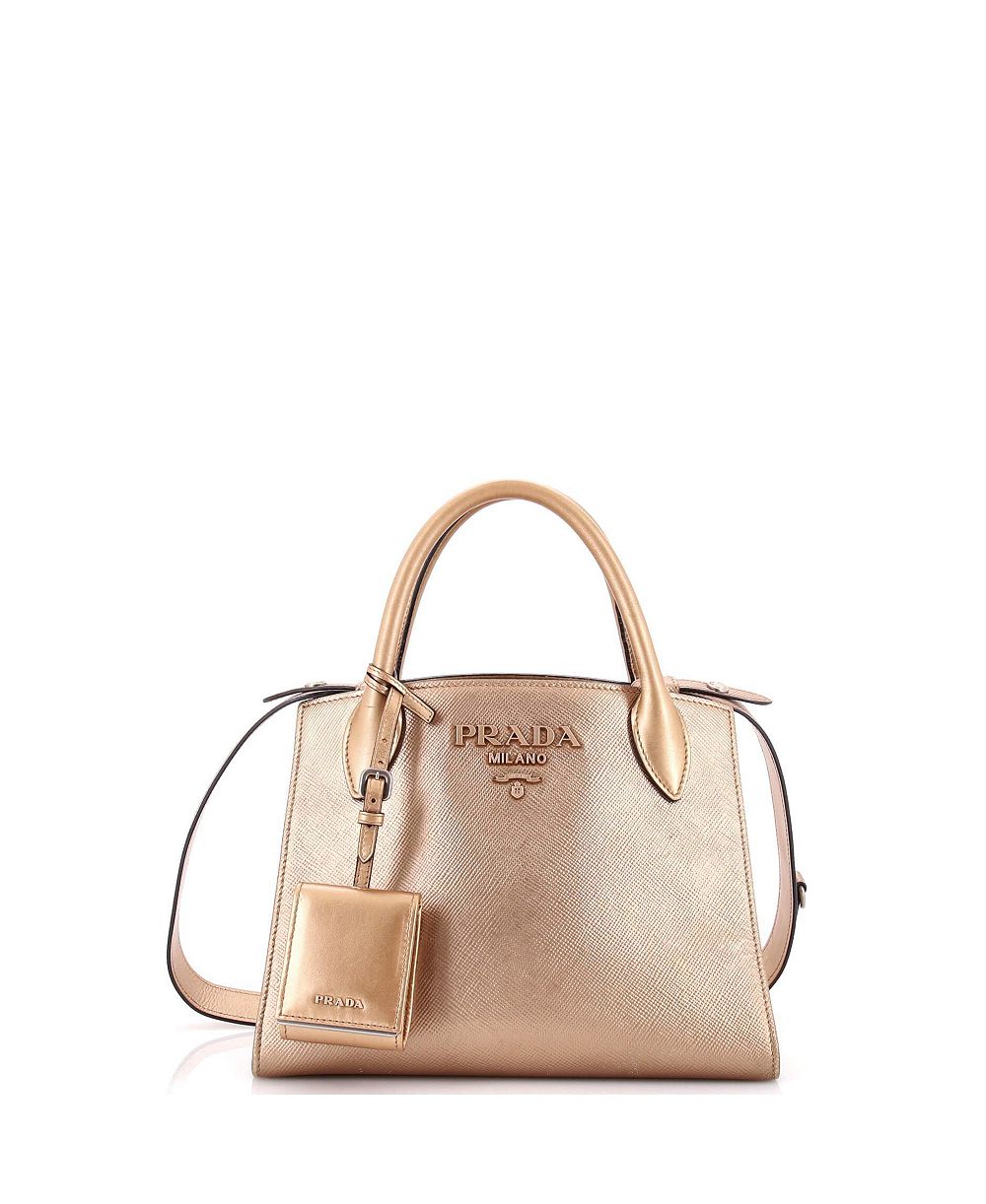 Б/у маленькая сумка-тоут Prada Small Monochrome Saffiano with City Calf