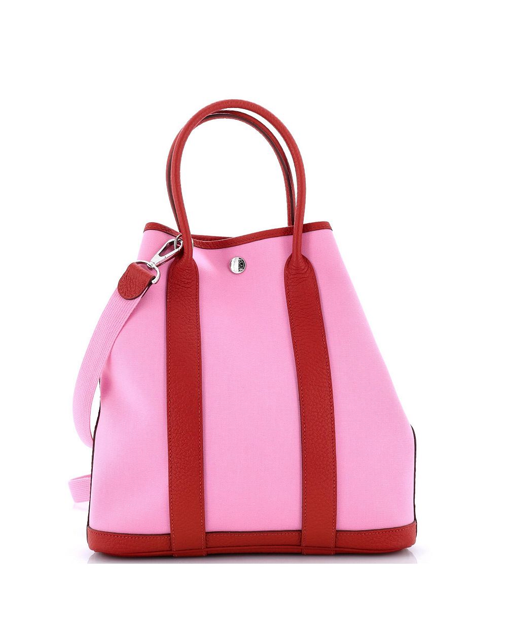 HERMÉS Garden File Tote, кожа и канвас, б/у, 28