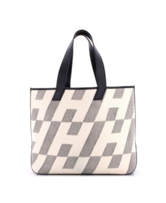 Pre-Owned HERMÉS 40 Cabas H en Biais Tote Canvas with Leather