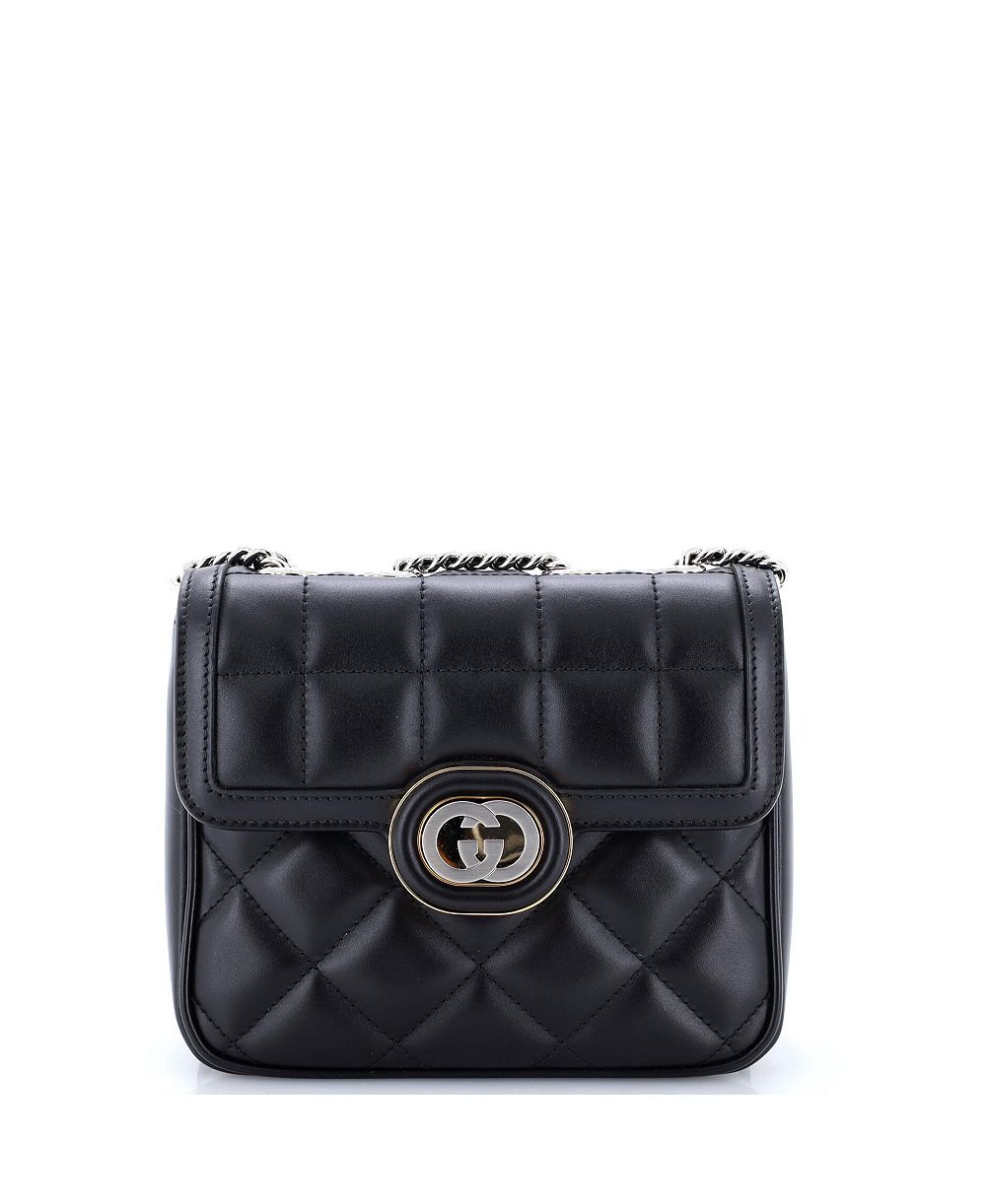 Pre-Owned Gucci Mini Deco Chain Flap Bag Mixed Matelasse Leather