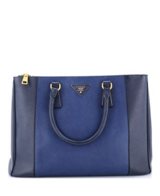 Pre-Owned Prada Medium Bicolor Double Zip Lux Tote Saffiano Leather
