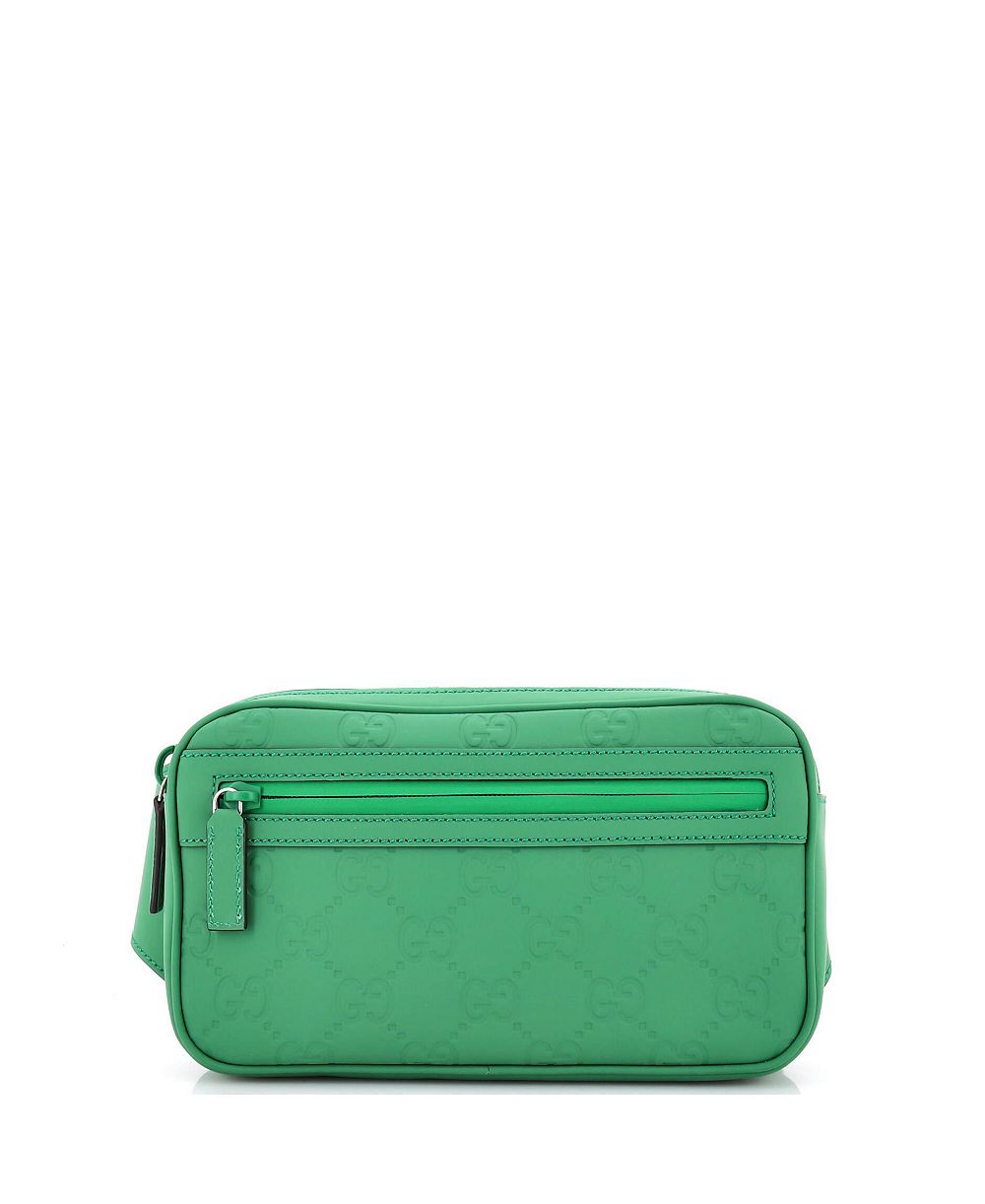 Pre-Owned Gucci Front Zip Belt Bag GG Rubber Effect Leather