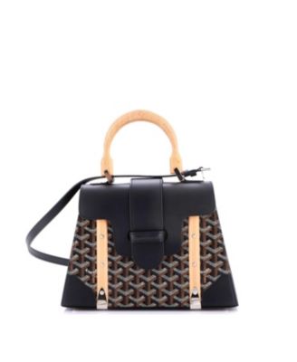 Pre-Owned Goyard PM Saigon Top Handle Bag Coated Canvas with Leather