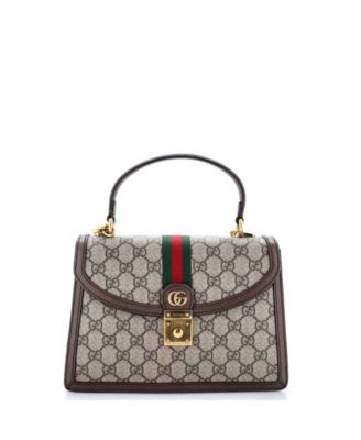 Сумка Gucci Ophidia с клапаном и ручкой для переноски, малая, из ткани GG coated canvas, б/у