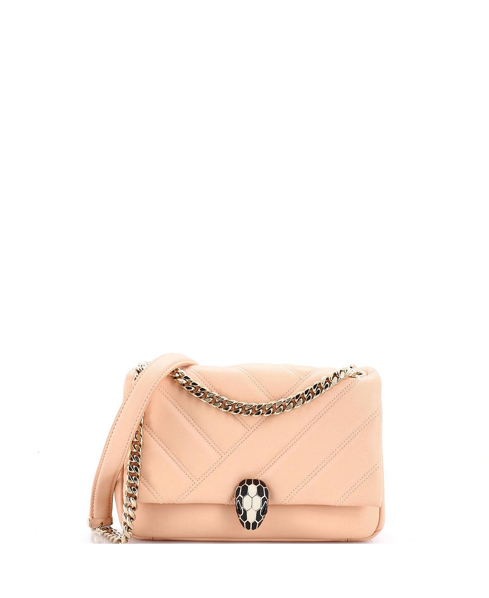 Pre-Owned Bvlgari Small Serpenti Cabochon Shoulder Bag Diagonal Quilted Leather