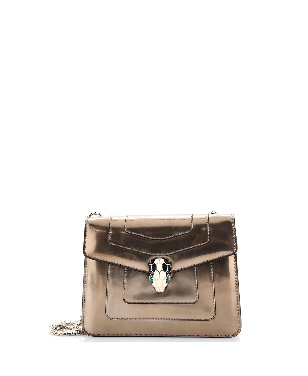 Сумка через плечо Pre-Owned Bvlgari Small Serpenti Forever Square Metallic Leather