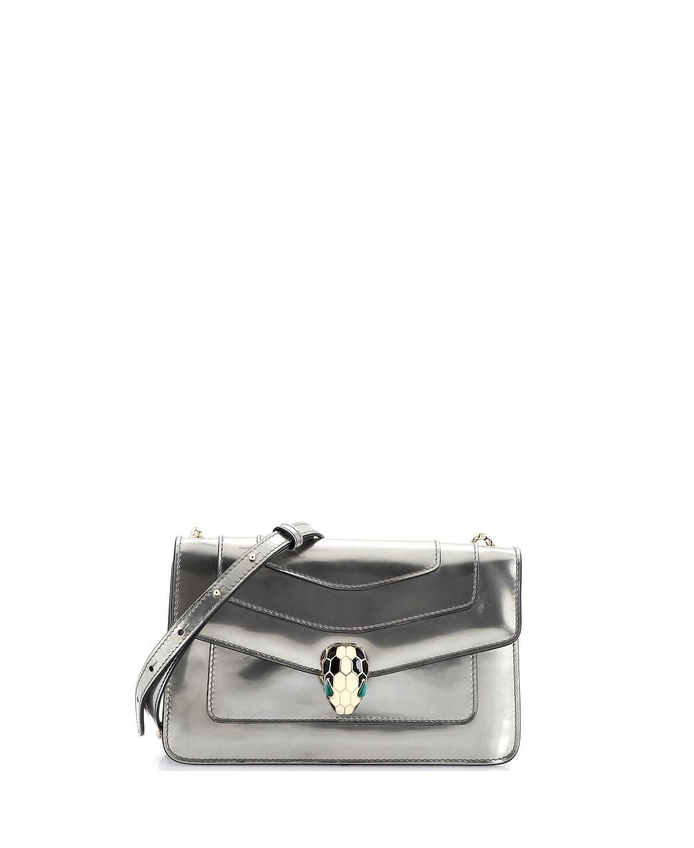 Б/у плечевая сумка Bvlgari Small Serpenti Forever Metallic Leather
