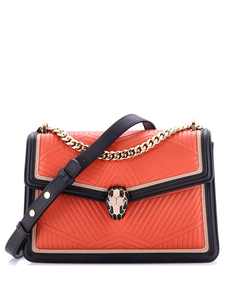 Pre-Owned Bvlgari Small Serpenti Forever Shoulder Bag Quilted Leather