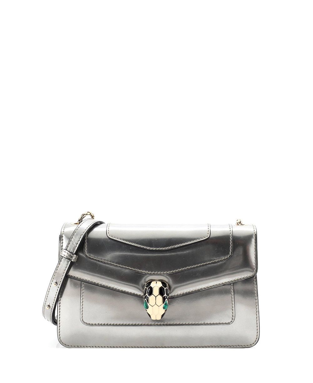Pre-Owned Bvlgari Small Serpenti Forever Shoulder Bag Metallic Leather