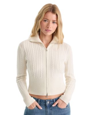 Good American Women's Spread Collar Zip-Front Sweater