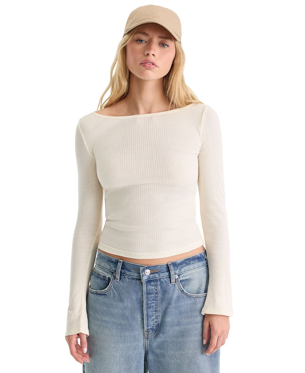 Good American Женский хлопковый топ с длинным рукавом Plus Size