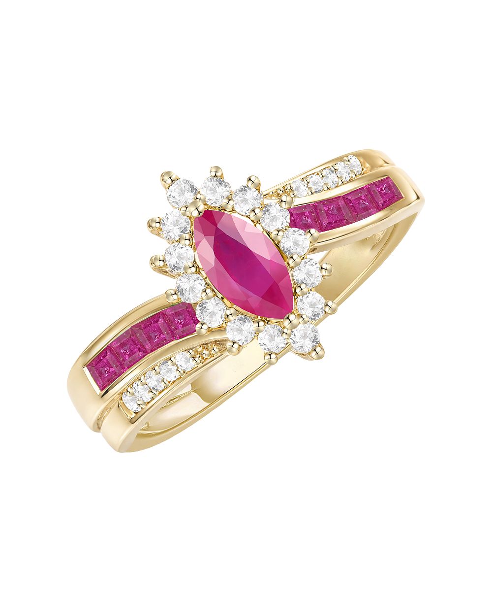 Macy's Ruby (3/4 ct. t.w.) & Diamond (1/4 ct. t.w.) Ring in 14k Yellow Gold (Also available in Sapphire and Emerald)
