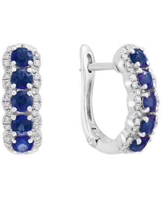 EFFY Collection Sapphire (1-1/4 ct. t.w.) & Diamond (1/4 ct. t.w.) Earrings in 14k White Gold