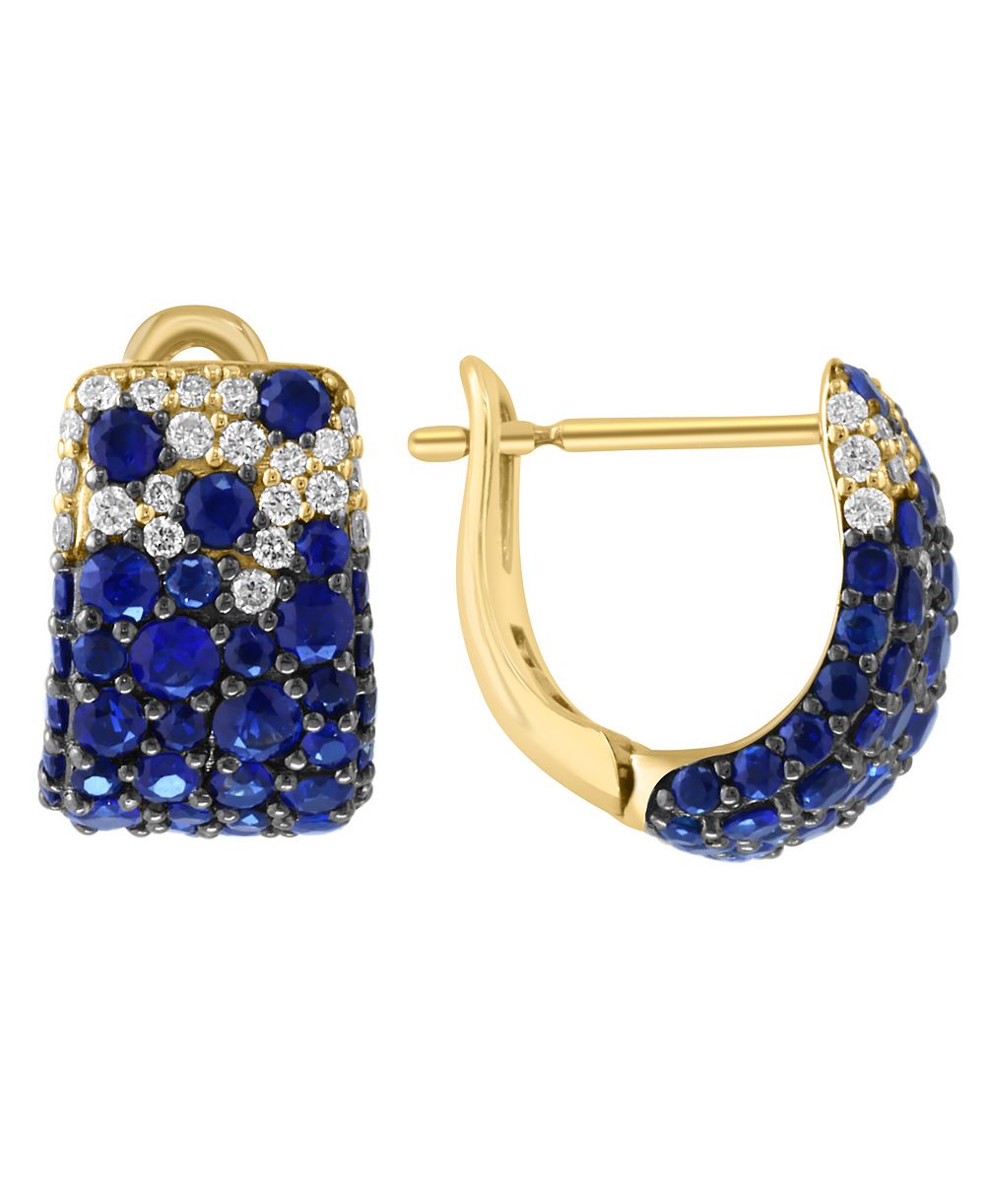 EFFY Collection Sapphire and Diamond Watercolors Huggie Earrings (1/4 ct. t.w. and 1-5/8 ct. t.w.) in 14k Yellow Gold