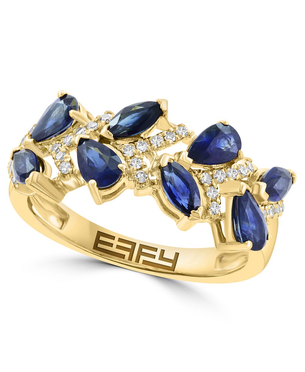 EFFY Collection Sapphire and Diamond Ring (1/5 ct. t.w. Diamond, 1-1/7 ct. t.w. Sapphire) in 14k Yellow Gold