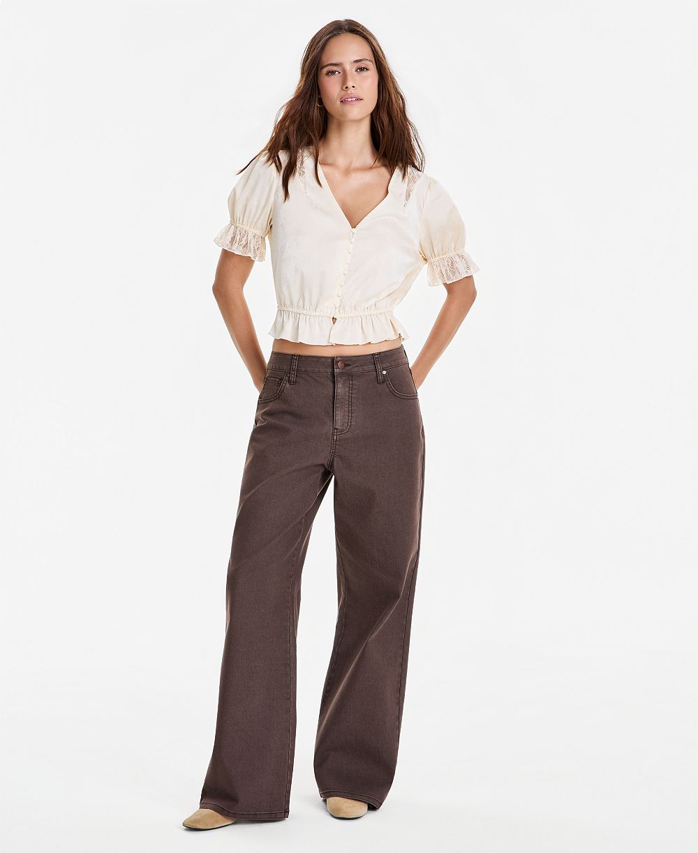 And Now This Petite High-Rise Wide-Leg Colored Jeans, Macy's Exclusive