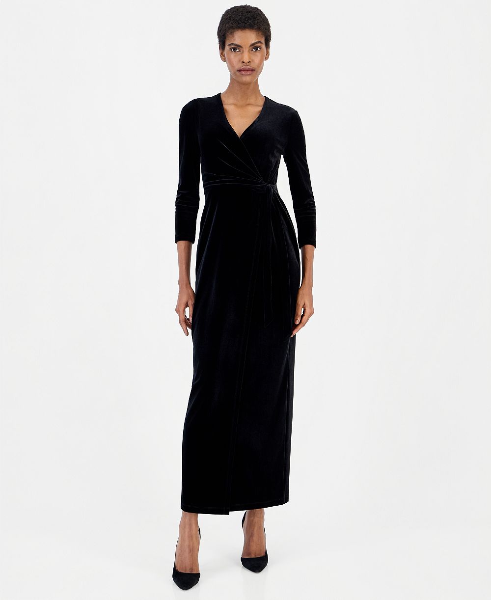 Женское вечернее платье Anne Klein Faux-Wrap Maxi Velvet Gown