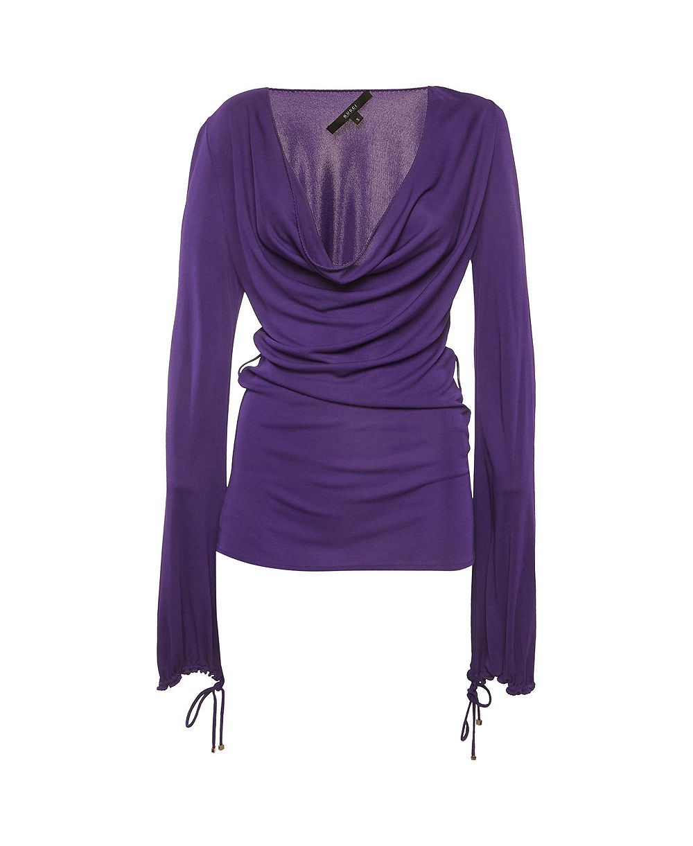 Pre-Owned Gucci Женский Cowl Neck Ruched Long Sleeve Top