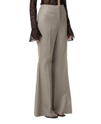 PCFG Women's Linen-Blend Shiny Woven Flare-Leg Pants