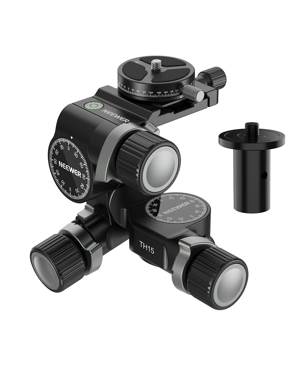 Neewer 3 Way Geared Tripod Head with 360degree(s) Panoramic Arca QR Plate, TH15
