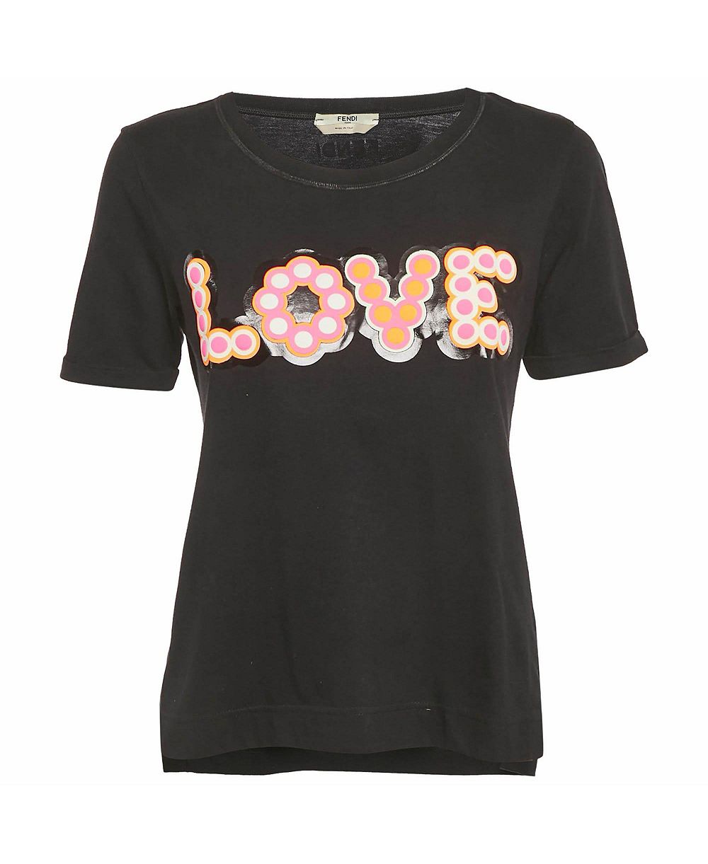 Женская хлопковая футболка Pre-Owned Fendi Love Applique