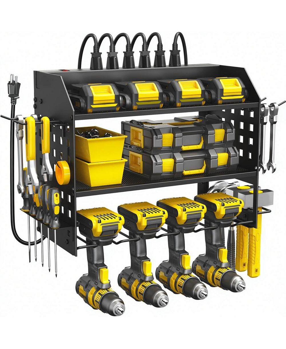 XDOVET Power Tool Organizer Charging Station Wall Mount Drill Holder Rack Workshop Storage