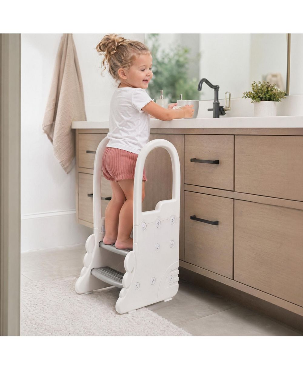 homfan Non-Slip Handles and Stable Design 2-Step Toddler Step Stool - Plastic Step Stool for Bathroom Basin, Kitchen Counter and Potty Training