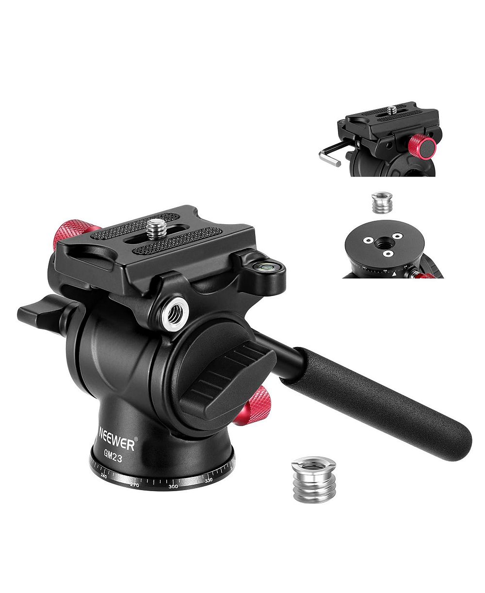 Neewer Fluid Tripod Head with Handle and Arca Type Quick Release, GM23 Red