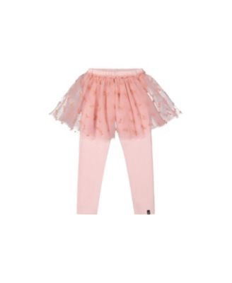 Deux par Deux Baby Girls 12M-24M Leggings with Integrated Tulle Skirt Pale Dusty