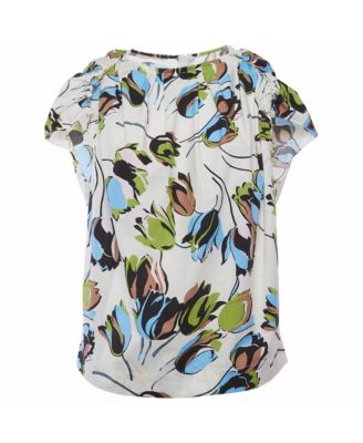 Pre-Owned Marni Women's Tulip Print Pleated Cotton Blouse