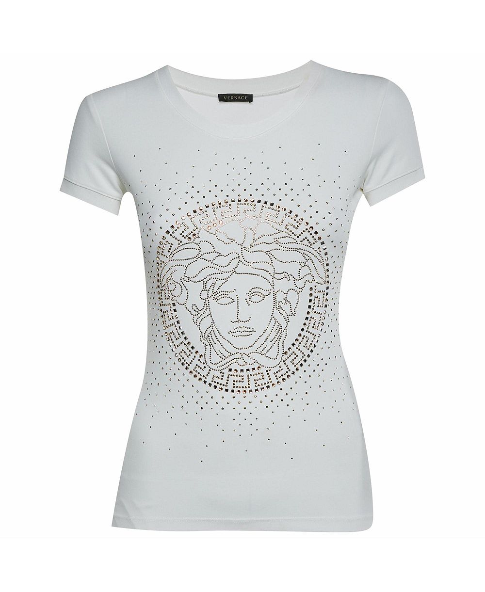 Pre-Owned Versace Women's Medusa Studded Jersey T-Shirt