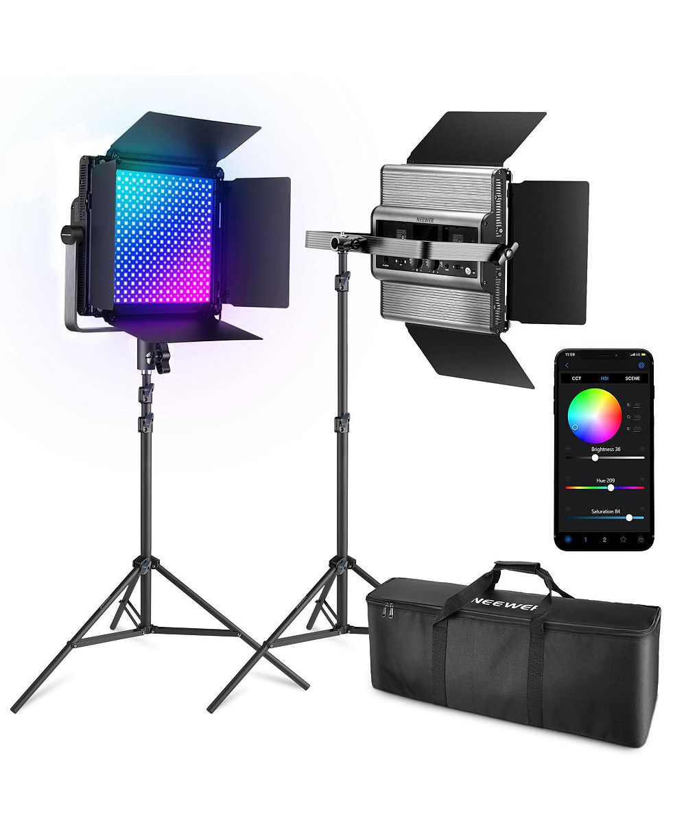 Neewer 2 Pack RGB1200 LED Video Light with APP/2.4G Control