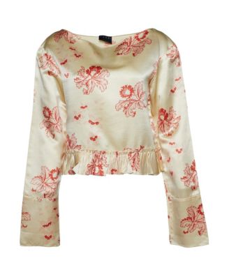 Pre-Owned Marni Women's Floral Print Silk Peplum Blouse
