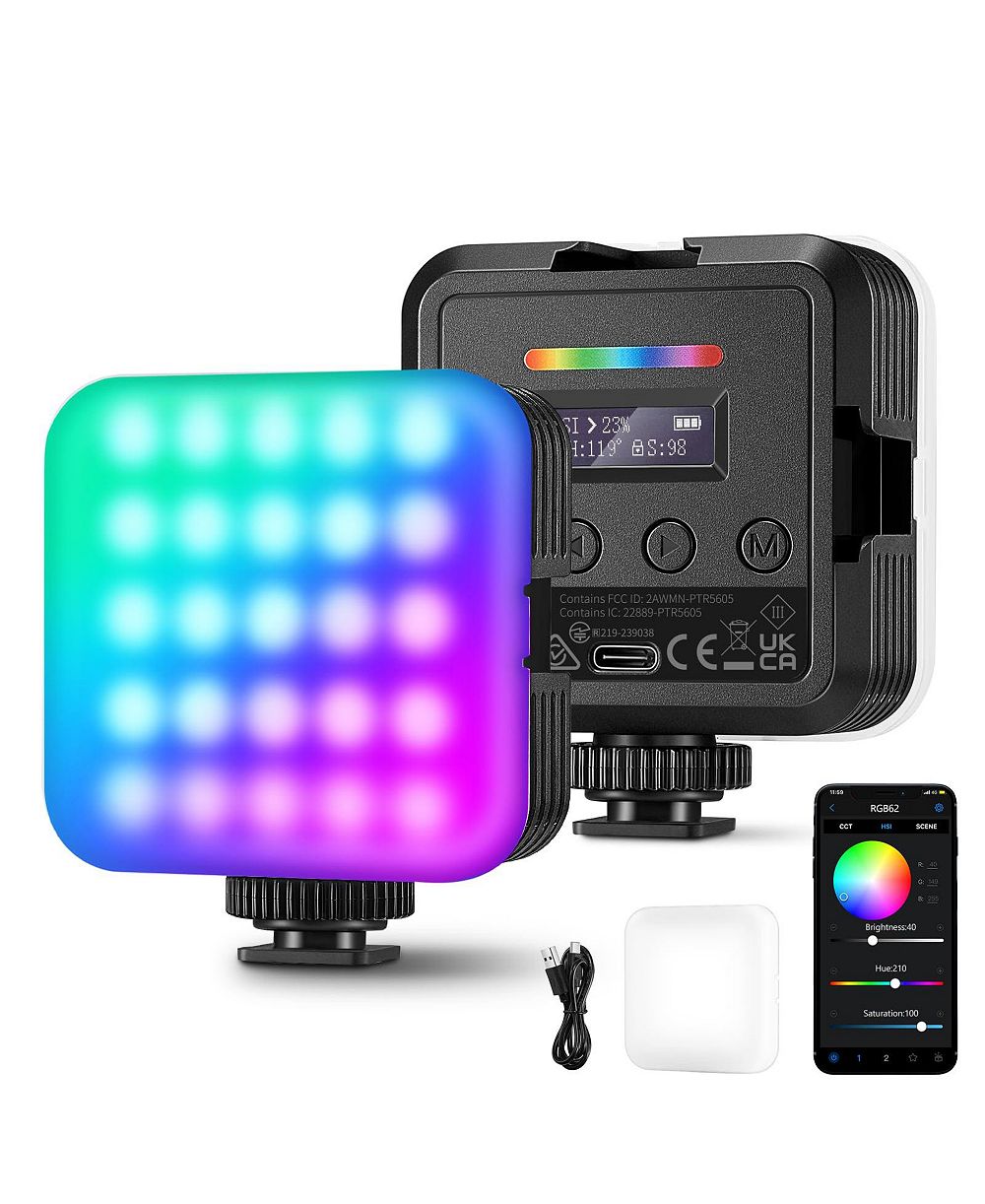 Neewer RGB62 Magnetic RGB LED Light with App Control and Diffuser, 1 Pack