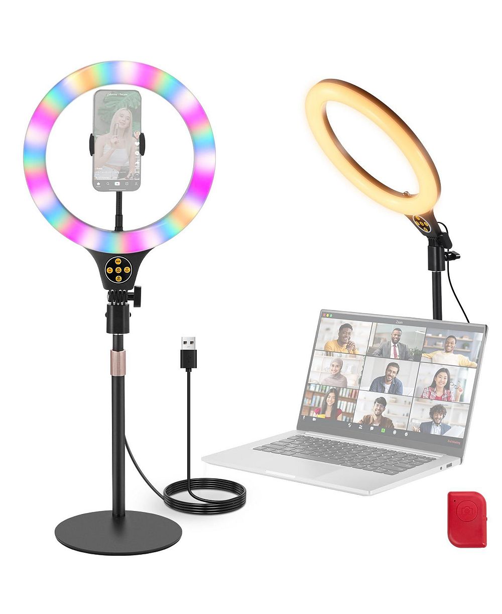 Neewer ENTRY LEVEL VERSION N37 10.5" RGB Ring Light with Desktop Stand/Phone Holder Compatible with iPhone/Remote
