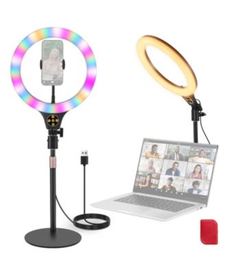 Neewer ENTRY LEVEL VERSION N37 10.5" RGB Ring Light with Desktop Stand/Phone Holder Compatible with iPhone/Remote