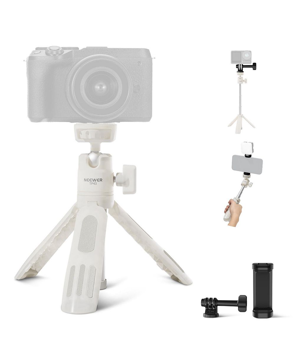 Neewer Basics Mini Desk Selfie Stick Tripod Compatible with iPhone GoPro Insta360 DJI, TP43 White