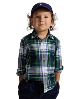 Polo Ralph Lauren детская хлопковая оксфордская рубашка в клетку для мальчиков 2T-7