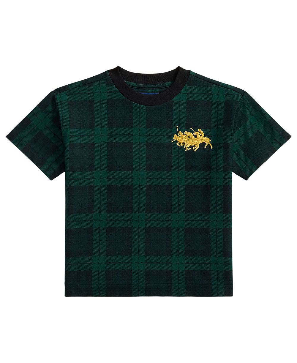 Polo Ralph Lauren Boys' 2T-7 Big Fit Triple-Pony Plaid Oversize T-Shirt